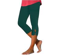 Capri Trousers for Women UK Clearance,Ladies Summer Dressy Cropped High Waist Yoga Pants Comfy Stretchy Gym Leggings Workout Compression Pant Slim Fitting Underpants 3/4 Trouser S-3XL Today's Deals