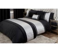 Capri Velvet Touch Duvet Set with Diamante Trim:Pillow/ Gold