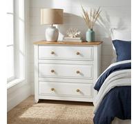 Core Products Capri 3 Drawer White Chest Of Drawers, H80.5Cm X W83.5Cm X D43.5Cm