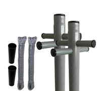 caprican 2.4m Heavy Duty Clothes Line Post - Galvanised Steel Washing Line Pole with Ground Socket - Grey Powder Coated Outdoor Laundry Drying Pole + 30m PVC Washing Line Rope (2)
