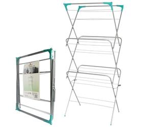 caprican 3 Tier Concertina Clothes Airer | Foldable Laundry Drying Rack | White/Grey Indoor & Outdoor Clothes Horse with Non-Slip Feet & Hanger Slots | Rust Resistant Steel Space Saving Dryer (Grey)