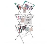 caprican 3 Tier Concertina Clothes Airer Grey Foldable Laundry Rack | 3 tier concertina clothes airer with hanger slots, non-slip feet and fold-flat storage for indoor and outdoor laundry drying