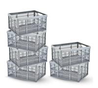 caprican 32L Foldable Storage Crates | Heavy-Duty Collapsible Plastic Box with Handles | Stackable Fold-Flat Moving Containers | Multi-Purpose Organiser for Home, Kitchen, Office | 15kg Strength (5)