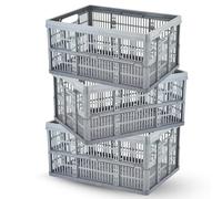 caprican 32L Foldable Storage Crates | Heavy-Duty Collapsible Plastic Box with Handles | Stackable Fold-Flat Moving Containers | Multi-Purpose Organiser for Home, Kitchen, Office | 15kg Strength (3)
