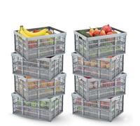 caprican 32L Foldable Storage Crates | Heavy-Duty Collapsible Plastic Box with Handles | Stackable Fold-Flat Moving Containers | Multi-Purpose Organiser for Home, Kitchen, Office | 15kg Strength (8)