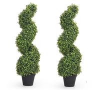 CAPRICAN Artificial Spiral Tree 90cm - Faux Boxwood Plants in Pots Pair | 90cm artificial spiral topiary with realistic faux boxwood greenery in a pot, suitable for indoor and outdoor decorative use