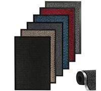 caprican Barrier Mat Heavy Duty Door Mat | Super Absorbent Non-Slip Rubber Backing | Washable Indoor Outdoor Dirt Trapper Rug | Low Profile Entrance Mat Kitchen Hallway & Patio (Black, 60 x 80 cm)