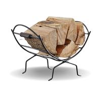 CAPRICAN Black Folding Log Rack with Handles - Portable Firewood Holder for Fireplace & Stove, Durable Folding Log Storage Basket (LOG03)