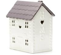 caprican Ceramic House Table Lamp | Heart Pattern Projection Light | Cream Base with Grey, White or Brown Roof | E27 Edison Screw Ambient Mood Lighting | Whimsical Home Decor Table Light | (Brown)