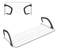 caprican Deluxe Radiator Airer 5 Bar - Over Radiator Clothes Drying Rack with Adjustable Arms Foldable Towel Holder for Indoor Use Space Saving Laundry Airer for Radiators, Doors & Baths - White (1)