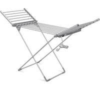 caprican Electric Heated Clothes Airer - Folding Drying Rack with Wings - Portable Energy-Efficient Heated Dryer for Indoor Laundry - Foldable Airer Clothes Horse with Aluminium Frame (Silver)