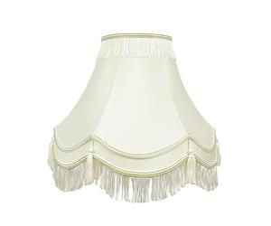 CAPRICAN Hand Crafted Cream Ivory Victorian Tassel Lampshade Handmade Double Scallop Silk Shade with Gold Trim - Traditional Style for Table, Floor & Ceiling Lights Multi-Sizes, 10 inch (25.4cm)
