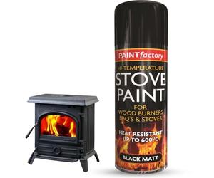 caprican PF High Temp Stove Spray Paint Matt Black 400ml | Heat Resistant to 600°C | Self Priming Fireplace & BBQ Paint | Anti-Blister & Peel Formula | High-Grade Thermal Coating - 1436