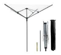 caprican Rotary Washing Line 4 Arm Clothes Airer with Heavy Duty Powder-Coated Frame, Ground Spike & Waterproof Cover - Outdoor Rotary Dryer for Garden - 40m / 45m / 50m / 60m Clothes Line (45m)