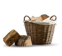 CAPRICAN Round Wicker Basket with Removable Cream Linen Liner - Large Laundry Basket, Toy Storage, Blanket Holder & Home Organisation Hamper - Natural Wicker Storage Basket