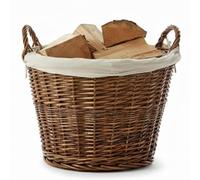 CAPRICAN Wicker Log Basket with Removable Linen Liner | 56cm Large Fireside Basket, Toy Storage, Blanket Holder & Home Organisation Hamper | Natural Wicker Wood Storage Basket - FIRE161
