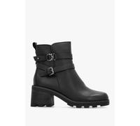 CAPRICE Black Leather Chunky Block Heel Ankle Boots Size: 37, Colour: