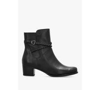 CAPRICE Black Leather Twist Strap Block Heel Ankle Boots Colour: Black