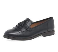 Caprice Cait Womens Leather Fringe Tassel Loafer Flats - Black, UK 5.5