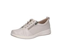 CAPRICE Comfort Women's flat leather sneakers with zipper, Cream (Pearl Per.Deer), 6.5 UK