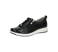 CAPRICE Comfort Women's Flat Leather Sneakers with Zipper, Black (Black Softnap.), 7.5 UK