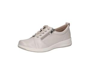 CAPRICE Comfort Women's Flat Leather Sneakers with Zipper, Cream (Pearl Per.Deer), 3.5 UK