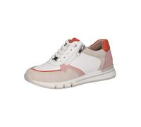 CAPRICE Comfort Women's Flat Leather Sneakers with Zipper, White (White Comb), 6 UK
