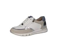 CAPRICE Comfort Women's Flat Leather Sneakers with Zipper, White (White/Silver), 6.5 UK