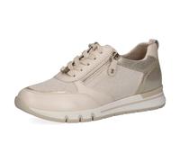 CAPRICE Comfort Women's Flat Sneakers with Zipper Elegant, Beige (Cream/Gold), 5 UK