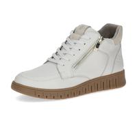CAPRICE Comfort Women's high-top leather sneakers extra width H, White (Offwhite Comb), 4 UK