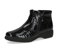 CAPRICE Comfort Women's leather ankle boots extra width H, Black (Black Croco), 4 UK
