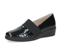 CAPRICE Comfort Women's Leather Loafers Extra Width H, Black (Black Croco), 6 UK