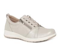 CAPRICE Comfort Women's flat leather sneakers with zipper, Cream (Pearl Per.Deer), 6.5 UK