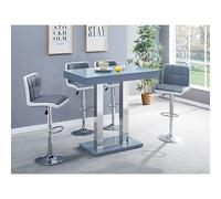 caprice grey high gloss bar table 4 copez grey white stools