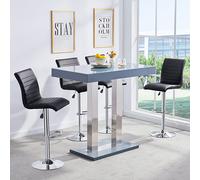 caprice grey high gloss bar table 4 ripple black stools