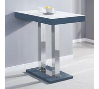 caprice high gloss bar table in grey with white glass top
