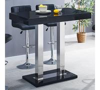 caprice high gloss bar table rectangular glass top in black