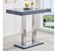 caprice high gloss bar table rectangular glass top in grey