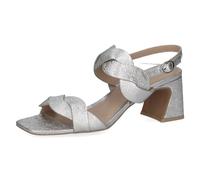 CAPRICE Ladies Festive Leather Heeled Sandals, Silver metal., 5 UK