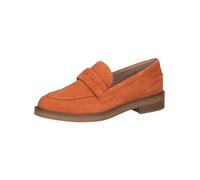 CAPRICE Ladies Leather Block Heel Loafers, Orange Suede, 5.5 UK
