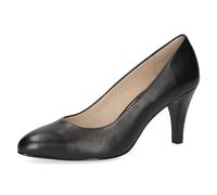CAPRICE Ladies Leather Funnel Heel Court Shoes, Black (Black Nappa), 5.5 UK