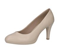 CAPRICE Ladies Leather Funnel Heel Court Shoes, Off-White Nappa, 8.5 UK