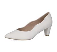 CAPRICE Ladies Leather Funnel Heel Court Shoes, White Nappa, 6 UK