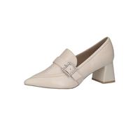 CAPRICE Ladies Leather Pumps with Glitter Buckle, Matte White, 6 UK