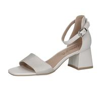 CAPRICE Ladies Leather Strappy Heeled Sandals, White Comb, 7 UK