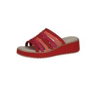 CAPRICE Ladies Leather Wedge Mules, Red Comb, 9 UK
