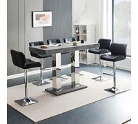 caprice large concrete effect bar table 6 candid black stools