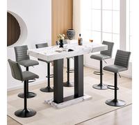 caprice large diva gloss bar table black base 6 ripple grey stools