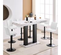 caprice large diva gloss bar table black base 6 ripple white stools
