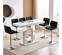 caprice large filo effect gloss bar table 6 candid black stools
